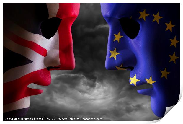 Brexit head to head EU and UK flags Print by Simon Bratt LRPS