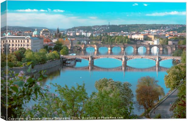 Panoramic view over Prague City main river Canvas Print by Daniela Simona Temneanu
