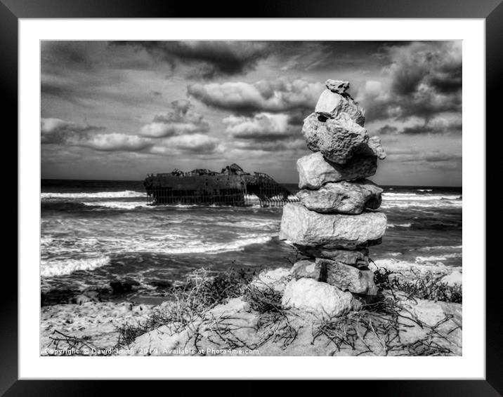 Rocks And Wrecks                     Framed Mounted Print by David Smith