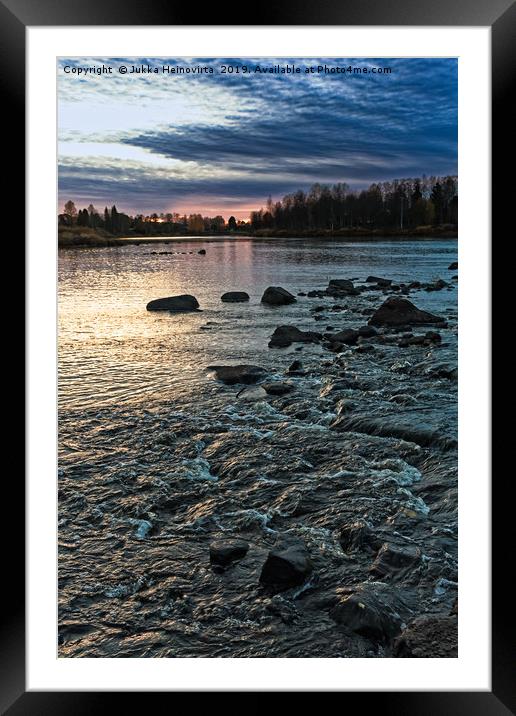 Dramatic Sky Over The Rapids Framed Mounted Print by Jukka Heinovirta