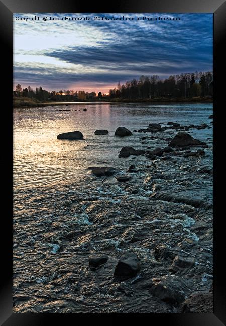 Dramatic Sky Over The Rapids Framed Print by Jukka Heinovirta