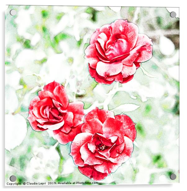 Dappled red roses Acrylic by Claudio Lepri