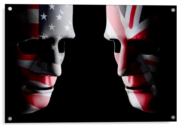 USA and GB head to head flag faces Acrylic by Simon Bratt LRPS