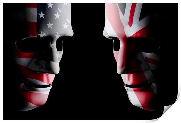 USA and GB head to head flag faces Print by Simon Bratt LRPS