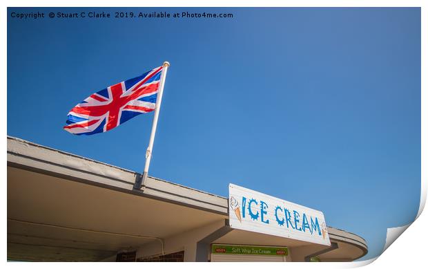 Union Jack at the seaside Print by Stuart C Clarke