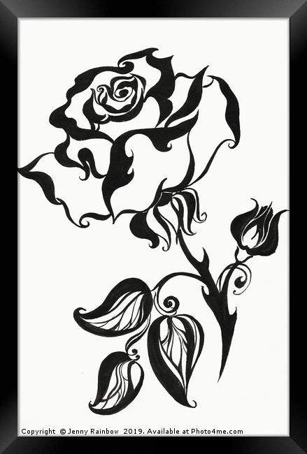 Ink Drawing Chinese Rose Framed Print by Jenny Rainbow