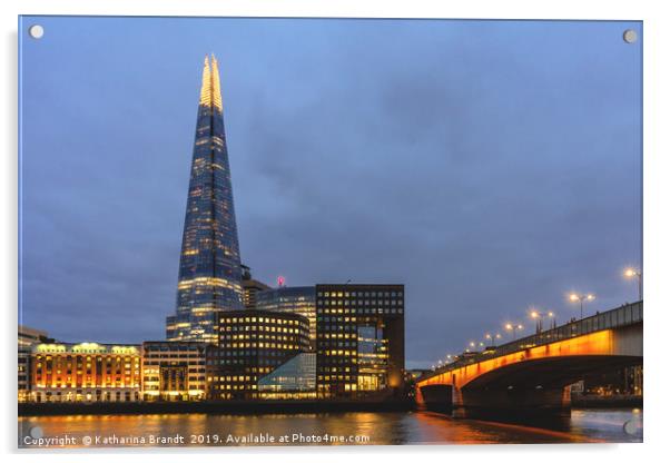 The Shard in London blue hour Acrylic by KB Photo