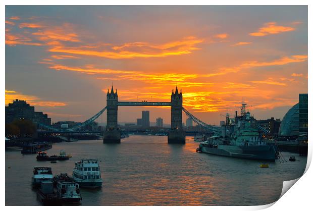sunrise over londons towerbridge  Print by Emma whipple