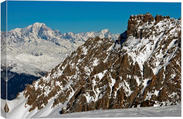 Mont Blanc Mont Vallon Meribel Mottaret France Canvas Print by Andy Evans Photos