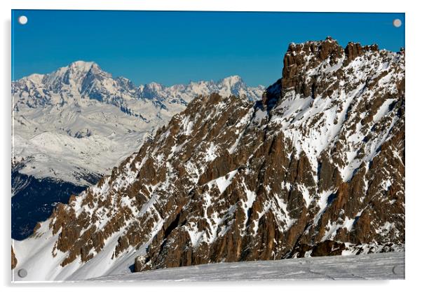 Mont Blanc Mont Vallon Meribel Mottaret France Acrylic by Andy Evans Photos