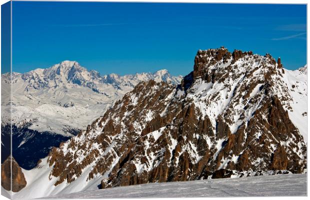 Mont Blanc Mont Vallon Meribel Mottaret France Canvas Print by Andy Evans Photos