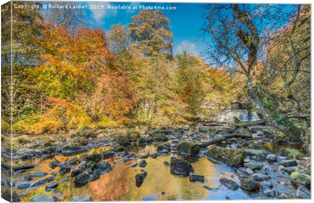 Autumn at Cotter Force Waterfall, Yorkshire Dales Canvas Print by Richard Laidler