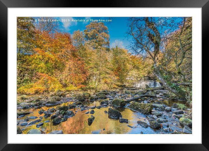 Autumn at Cotter Force Waterfall, Yorkshire Dales Framed Mounted Print by Richard Laidler