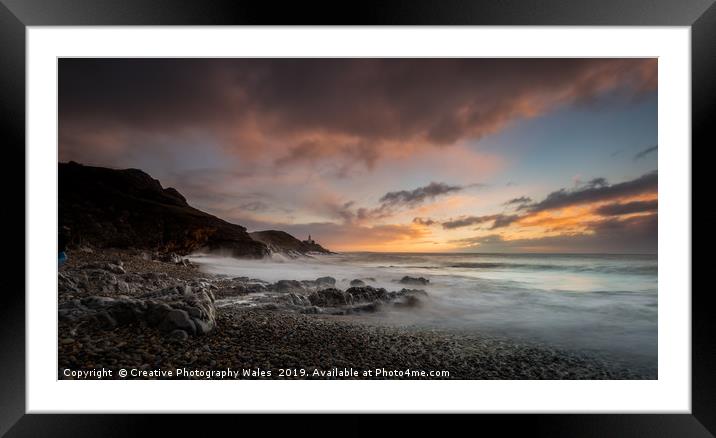 Mumbles Lighthouse from Bracelet Bay Framed Mounted Print by Creative Photography Wales