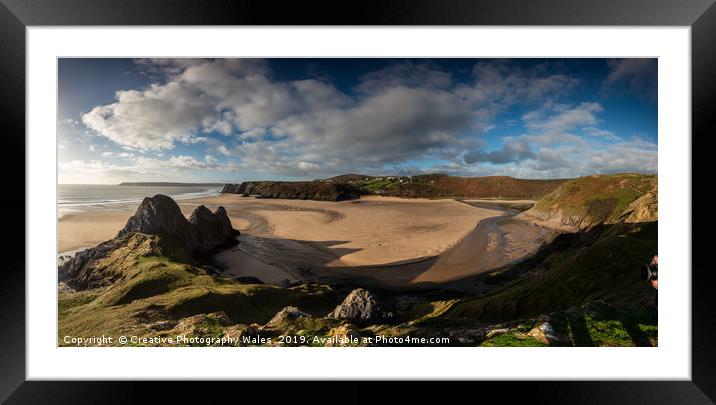 Three Cliffs Bay Landscape Framed Mounted Print by Creative Photography Wales