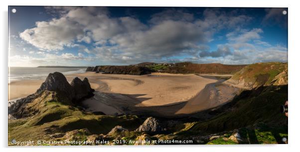 Three Cliffs Bay Landscape Acrylic by Creative Photography Wales