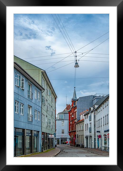 Aarhus Street View Framed Mounted Print by Antony McAulay