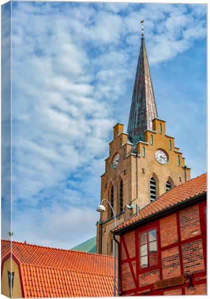 Halmstad Church from Gamla Stan Canvas Print by Antony McAulay