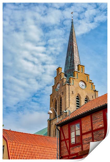 Halmstad Church from Gamla Stan Print by Antony McAulay