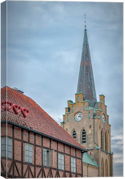 Halmstad Church from Old Town Canvas Print by Antony McAulay
