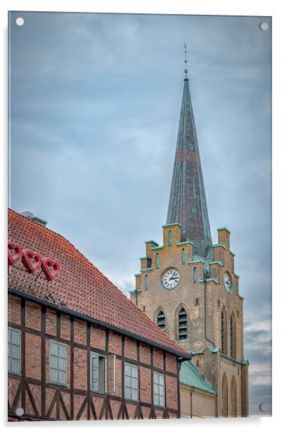 Halmstad Church from Old Town Acrylic by Antony McAulay