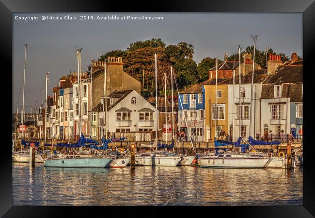 Evening Sun In The Harbour Framed Print by Nicola Clark