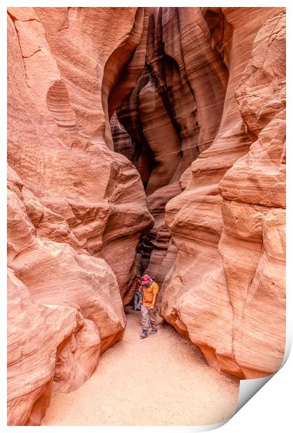 Guide Leaving Antelope Canyon Print by LensLight Traveler