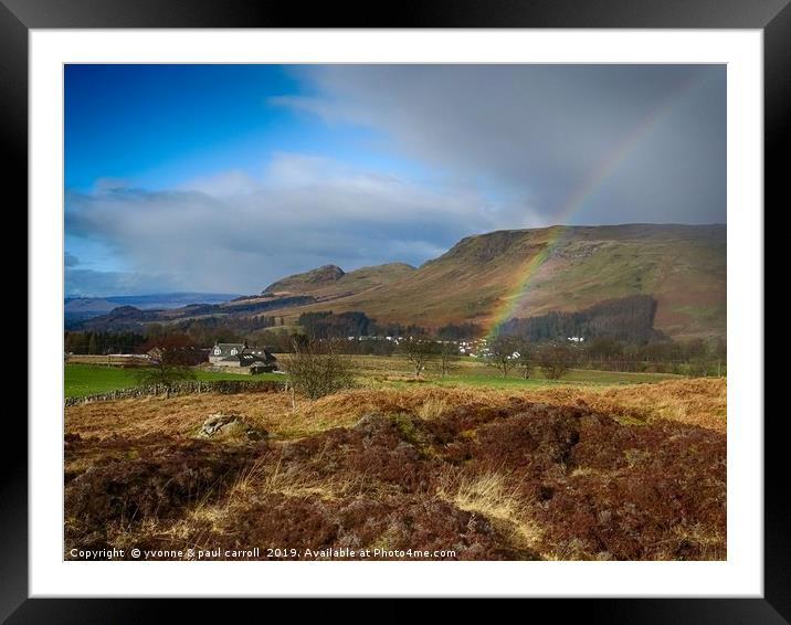 Rainbow over Dumgoyne Hill, Strathblane Framed Mounted Print by yvonne & paul carroll