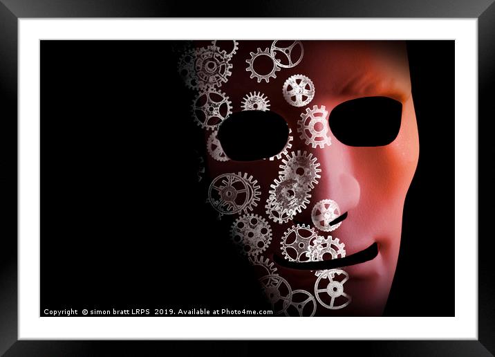 Artificial intelligence concept with robot face Framed Mounted Print by Simon Bratt LRPS