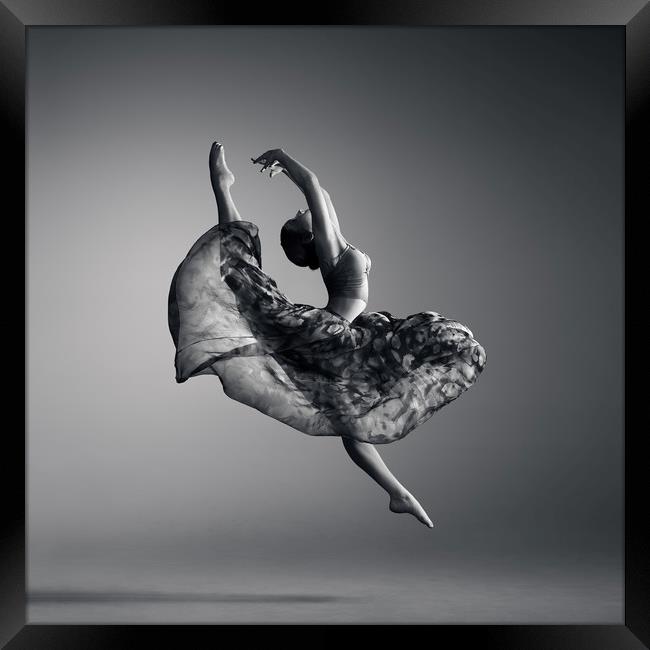 Ballerina jumping Framed Print by Johan Swanepoel