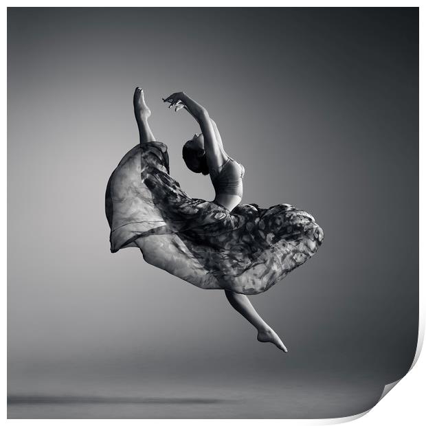 Ballerina jumping Print by Johan Swanepoel