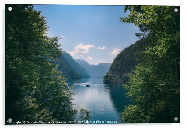 Konigsee lake in the German Alps in summer Acrylic by Daniela Simona Temneanu