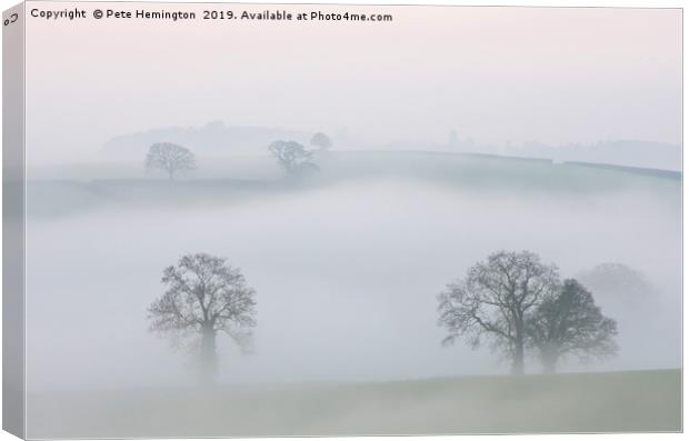 Misty Devon Morning Canvas Print by Pete Hemington