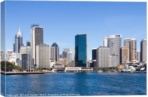 Sydney central business district from the harbour  Canvas Print by Kevin Hellon