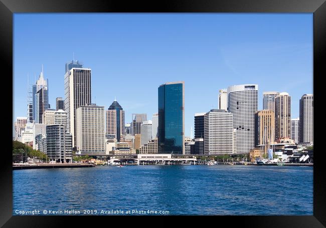 Sydney central business district from the harbour  Framed Print by Kevin Hellon