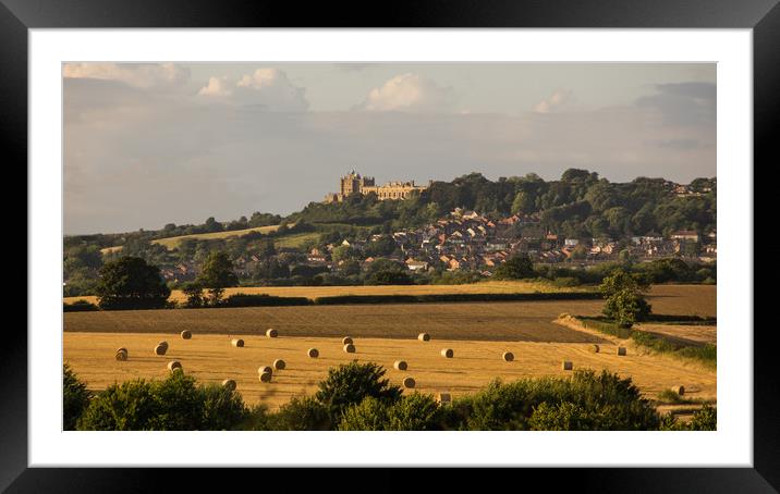 Bolsover Castle and the bales.  Framed Mounted Print by Michael South Photography