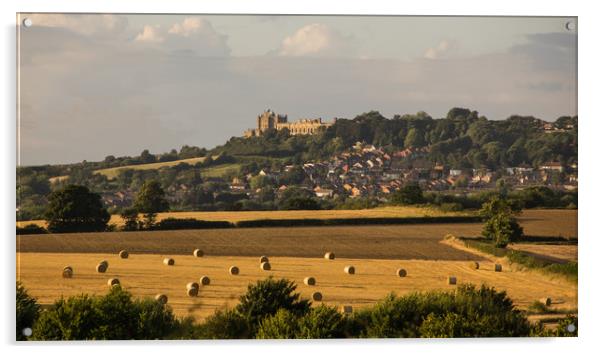 Bolsover Castle and the bales.  Acrylic by Michael South Photography