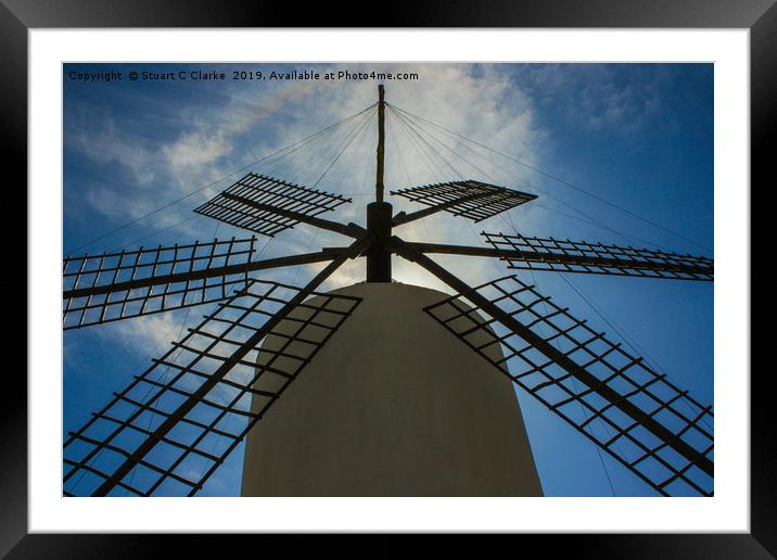 Palma windmill Framed Mounted Print by Stuart C Clarke