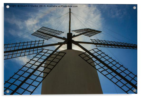Palma windmill Acrylic by Stuart C Clarke