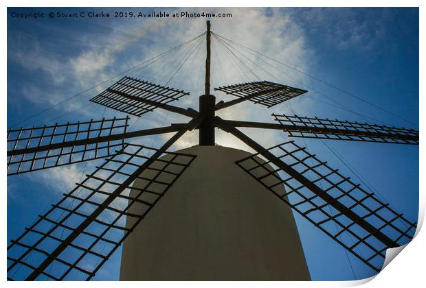 Palma windmill Print by Stuart C Clarke