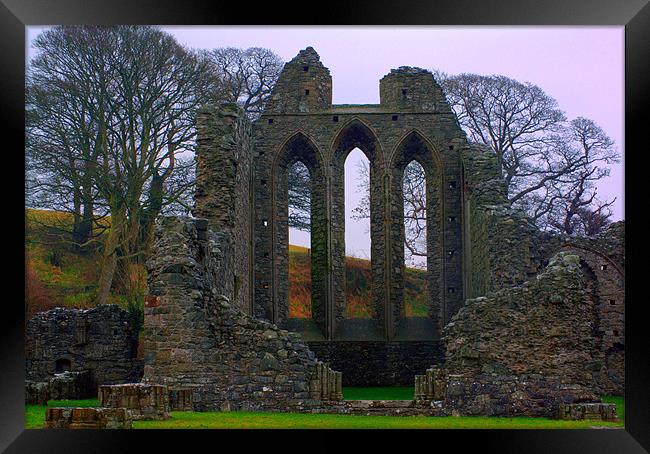 Ruins of Inch Abbey Framed Print by pauline morris