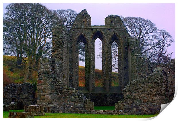 Ruins of Inch Abbey Print by pauline morris