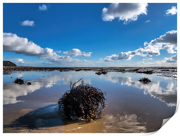 Winter Cloud Reflections at Charmouth Print by Susie Peek