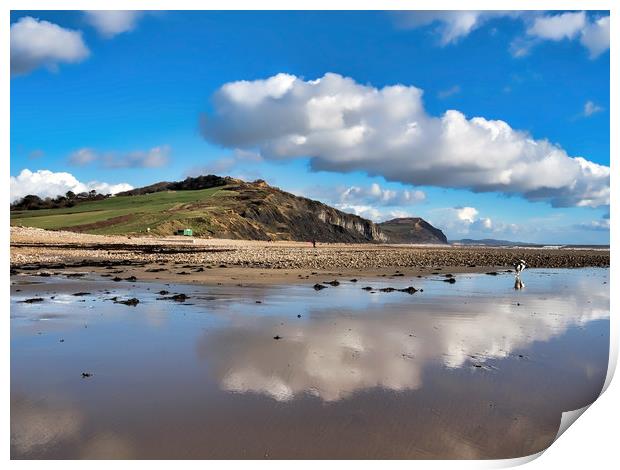 Cloud Reflections at Charmouth - February Print by Susie Peek