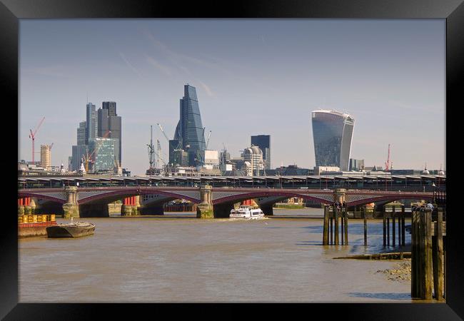 London Cityscape and Blackfriars Bridge London Eng Framed Print by Andy Evans Photos