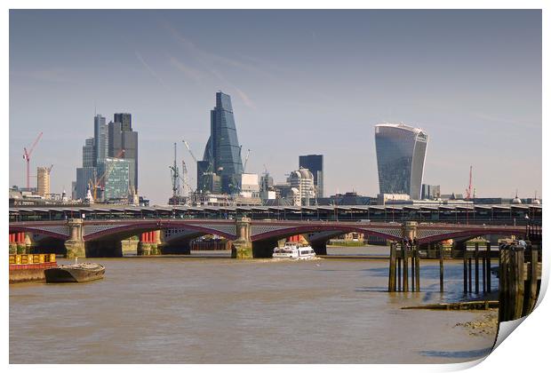 London Cityscape and Blackfriars Bridge London Eng Print by Andy Evans Photos