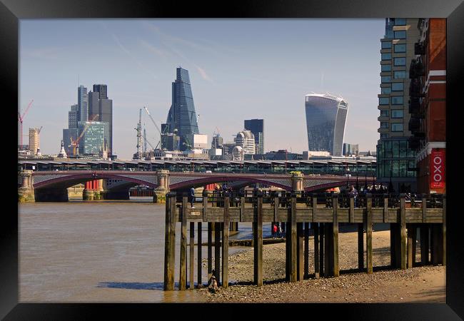 London Cityscape and Blackfriars Bridge London Eng Framed Print by Andy Evans Photos