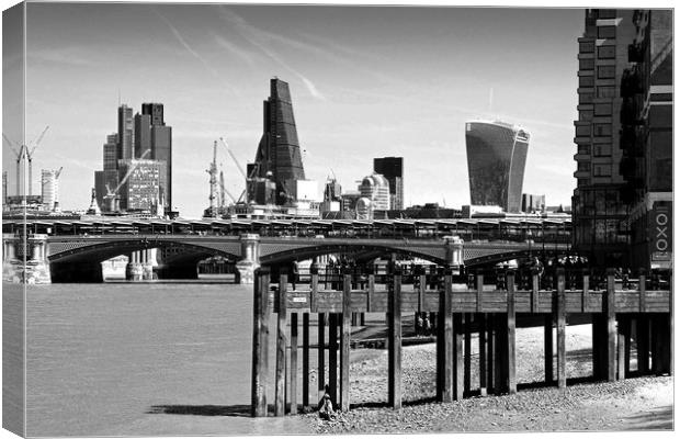 London Cityscape and Blackfriars Bridge London Eng Canvas Print by Andy Evans Photos