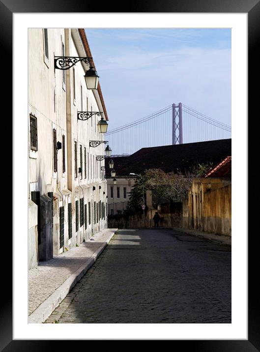 Street with beautiful street lights in Lisbon Framed Mounted Print by Lensw0rld 