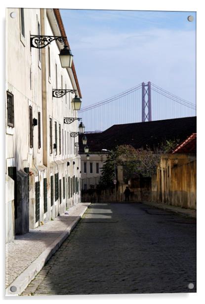 Street with beautiful street lights in Lisbon Acrylic by Lensw0rld 
